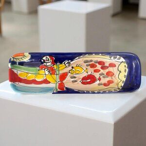 Vintage Hand Painted Small Oval Serving Tray / Platter / Bowl by La Musa , Italy